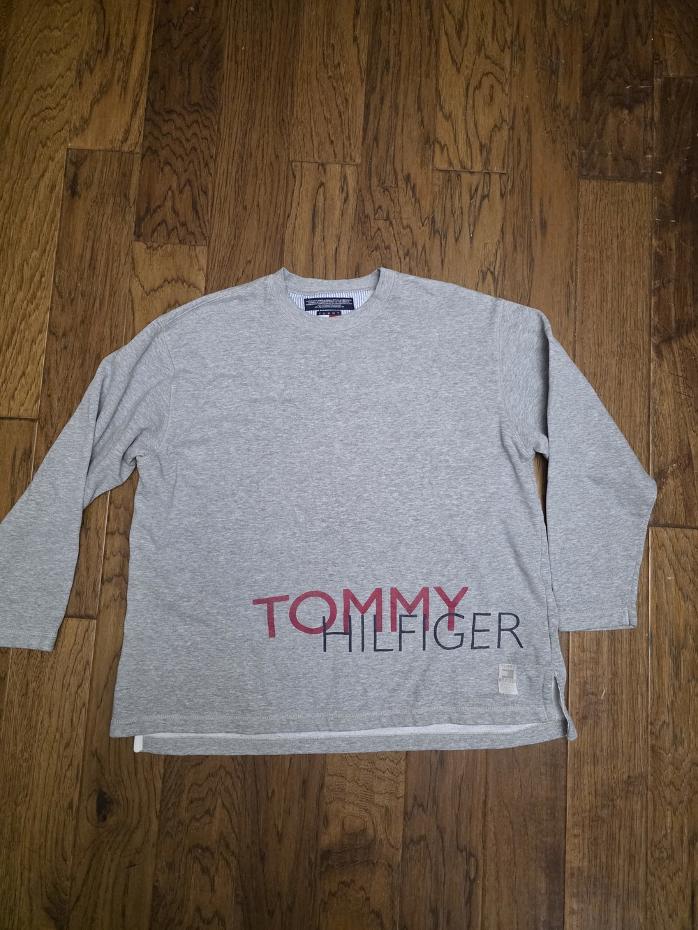 Vintage Tommy Hilfiger Heather Gray Crewneck with Red & Navy Logo